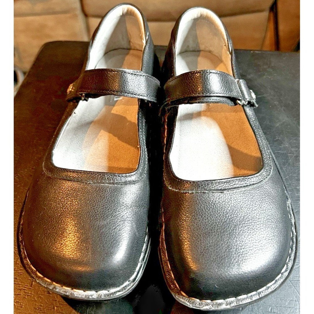 Alegria Black Leather Mary Jane Clogs